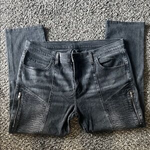 True Religion Moto Style Dark Gray Skinny Jeans 36